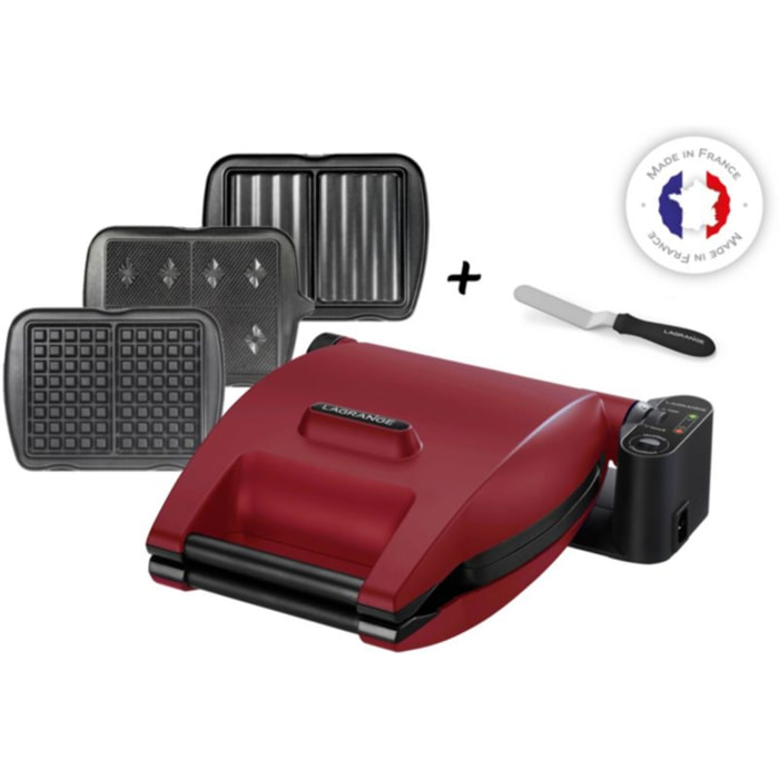Croq/Gauf/Gril LAGRANGE Premium Gaufres Rouge Mat - Spatule