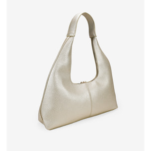 Bolso de hombro dorado con cremallera