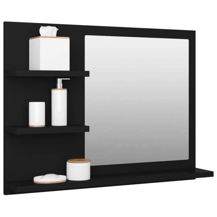 Miroir de salle de bain avec rangements - Noir