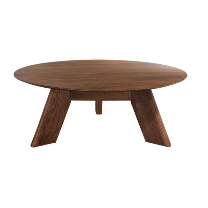 Table basse ronde en bois marron ou noir diam. 90cm - ANGEL