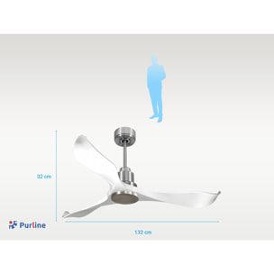 Ventilateur de plafond Réversible  Thermostat Wifi Moteur à courant continu Toits en pente Télécommande Adaptateur 2/3 Lames Hypersilence Mémoire Shopify Vendible (AUTOMATIQUE)