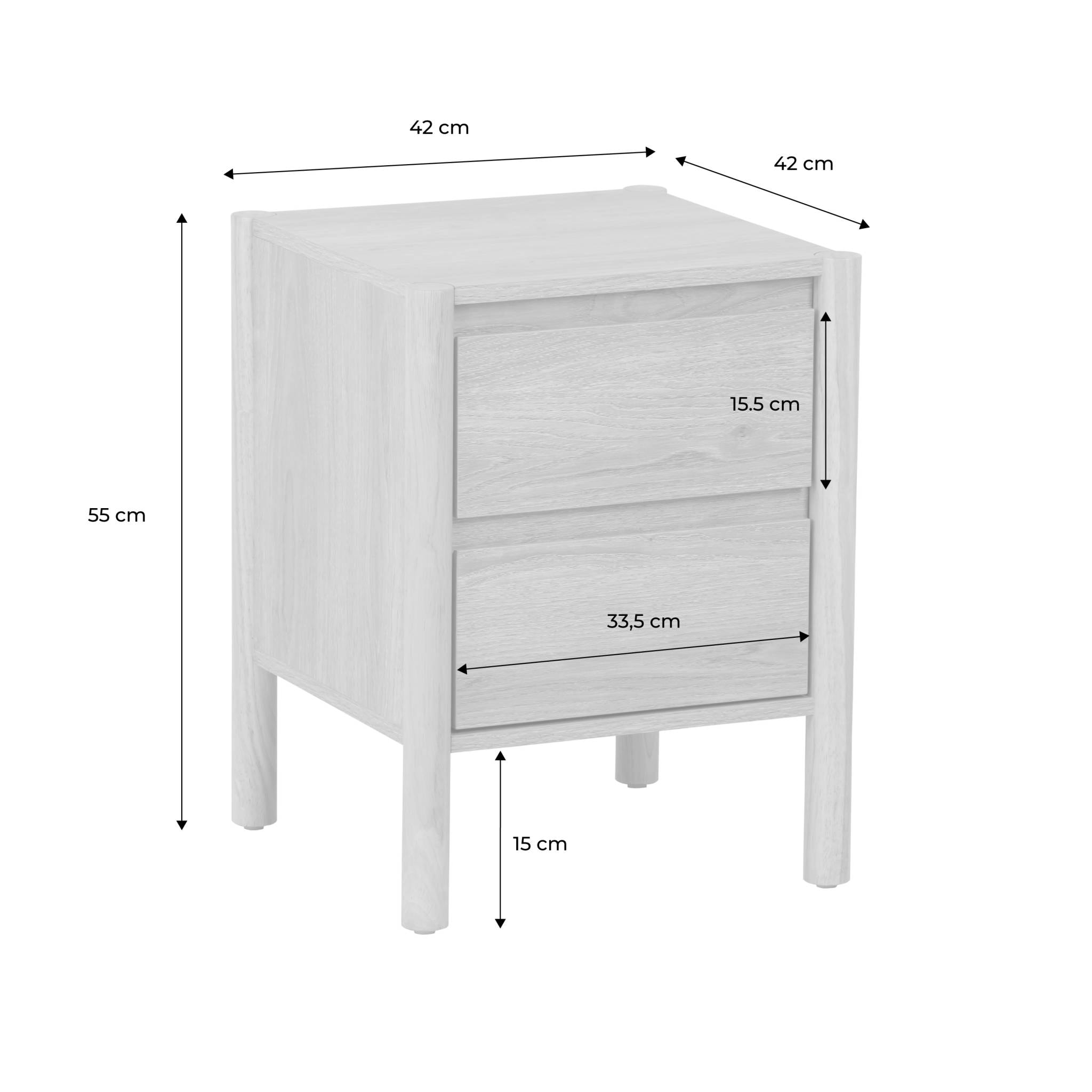 Table de chevet décor bois 2 tiroirs (lot de 2) HARMONY