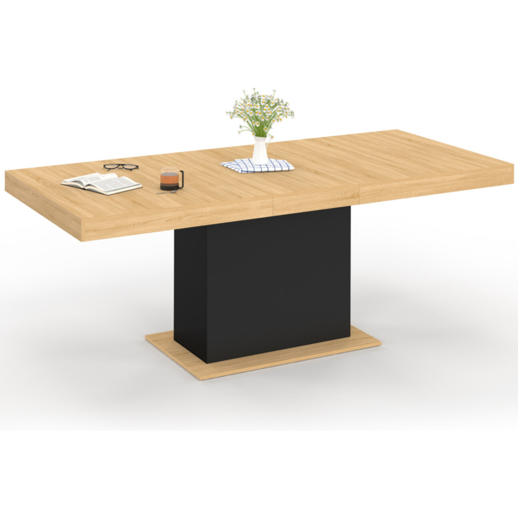 Table à manger extensible Tania bois et noir 160-200cm