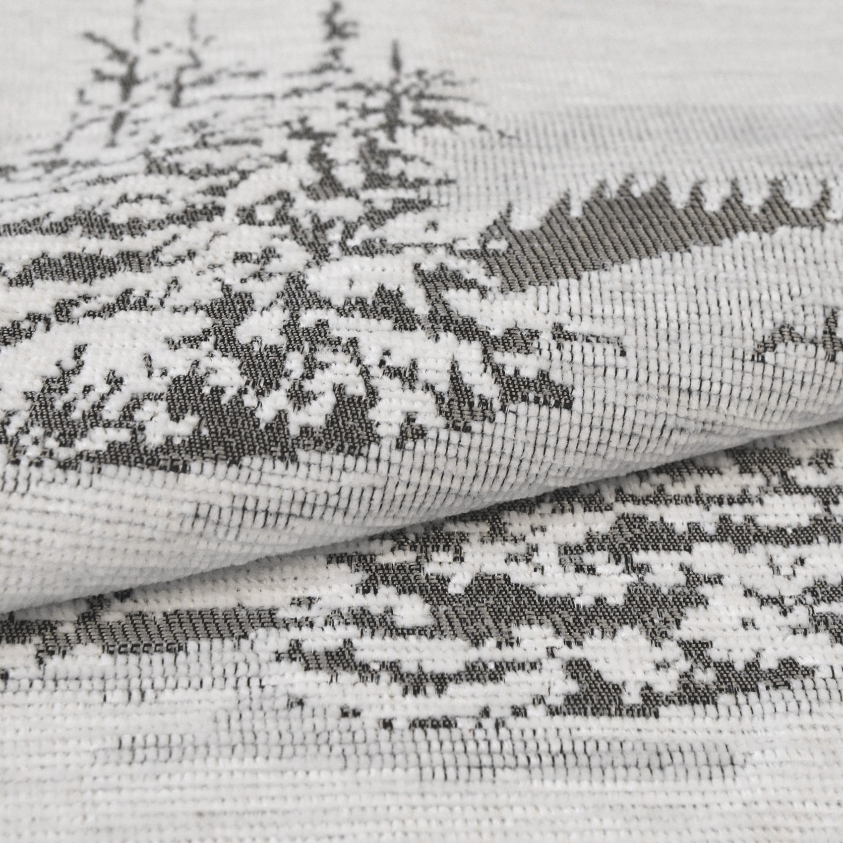 Rideau montagne sapins enneigés - Gris clair