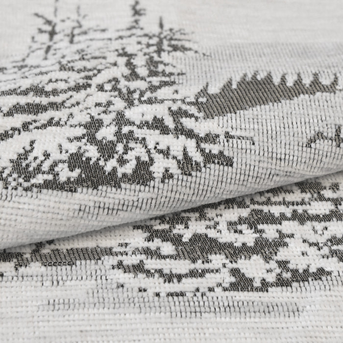 Rideau montagne sapins enneigés - Gris clair