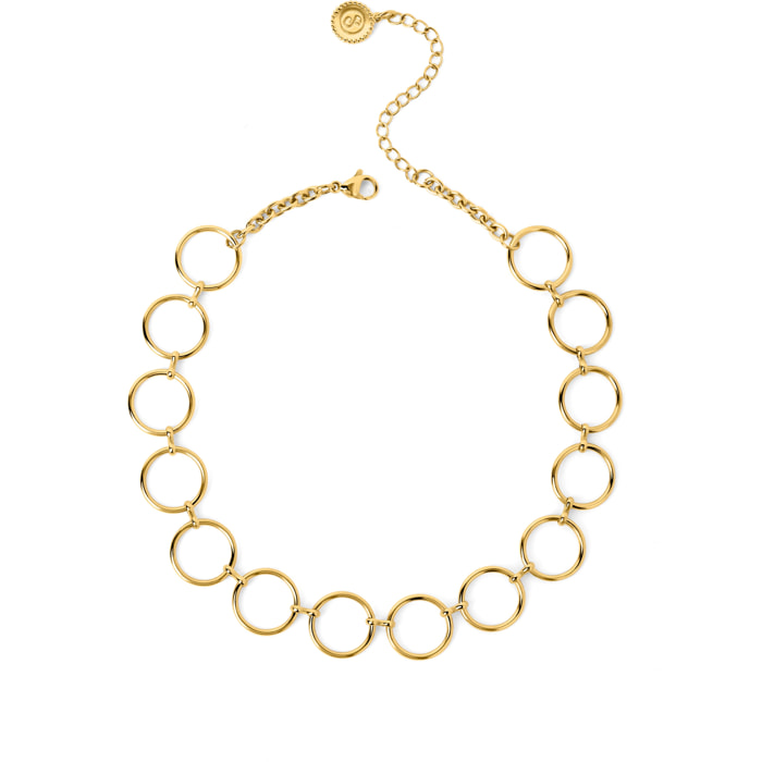 Collana Choker Circles & Circles in Acciaio Placcato Oro