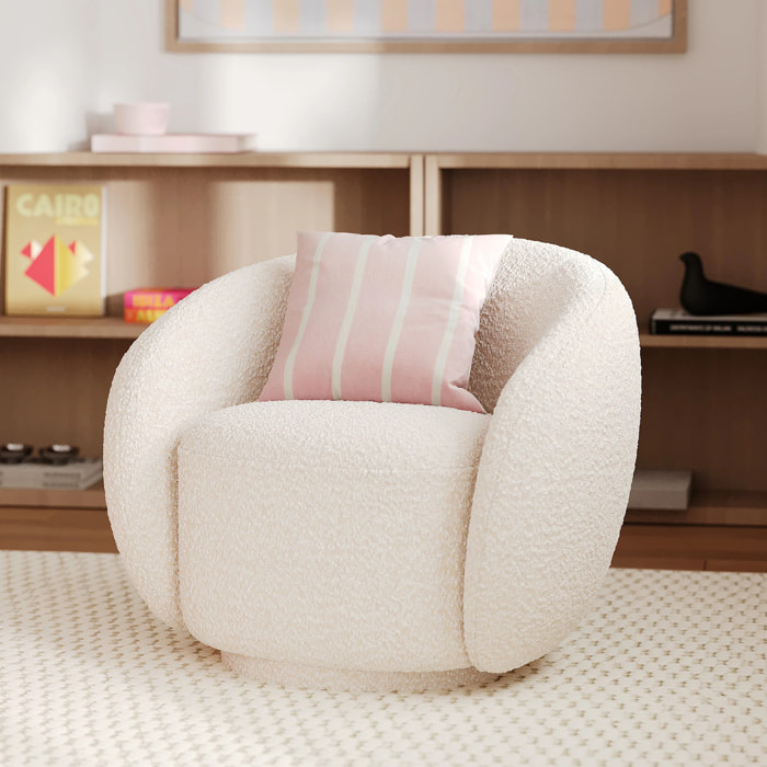 Fauteuil en tissu bouclé blanc - Naya