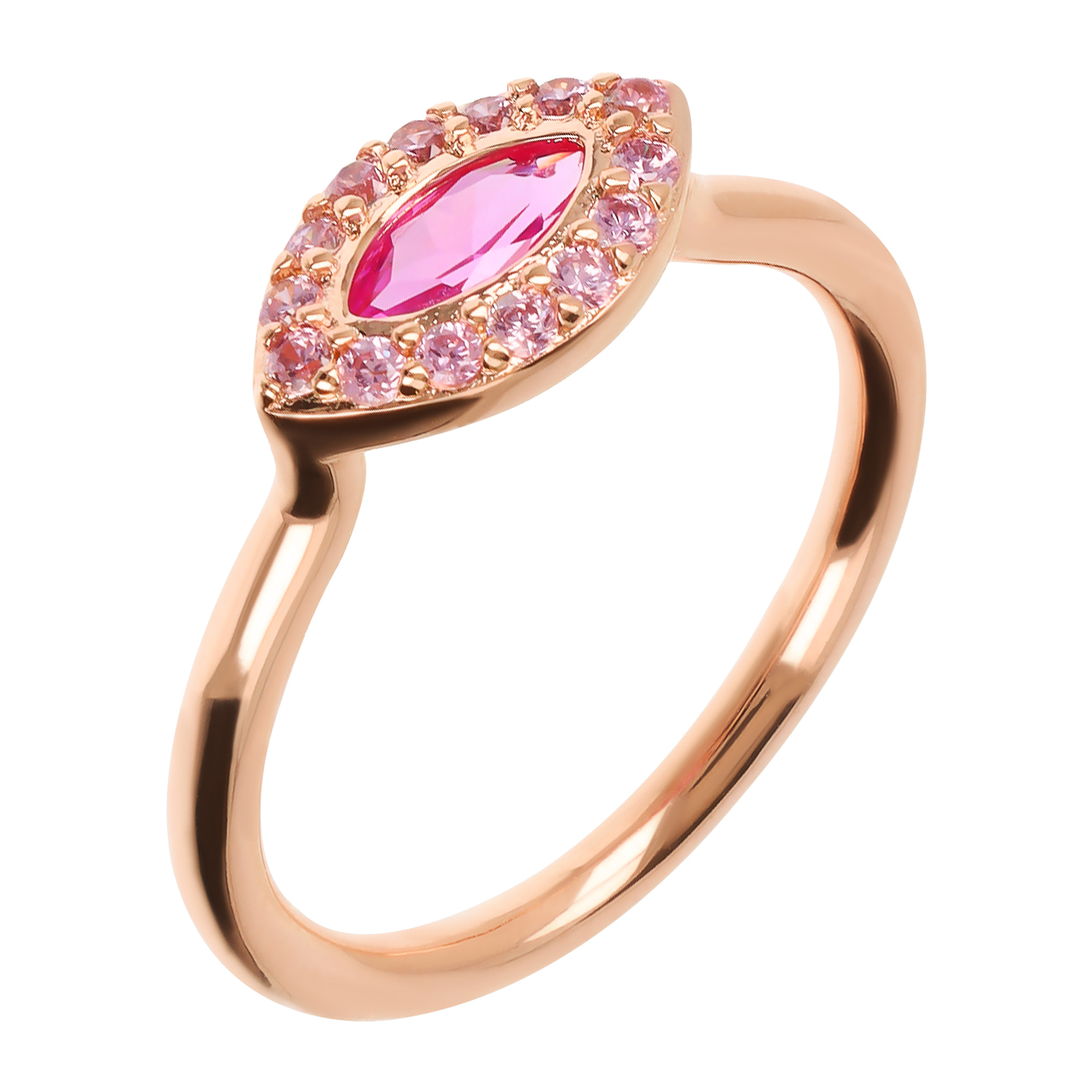 Anello Solitario Marquise con Cubic Zirconia Rosa