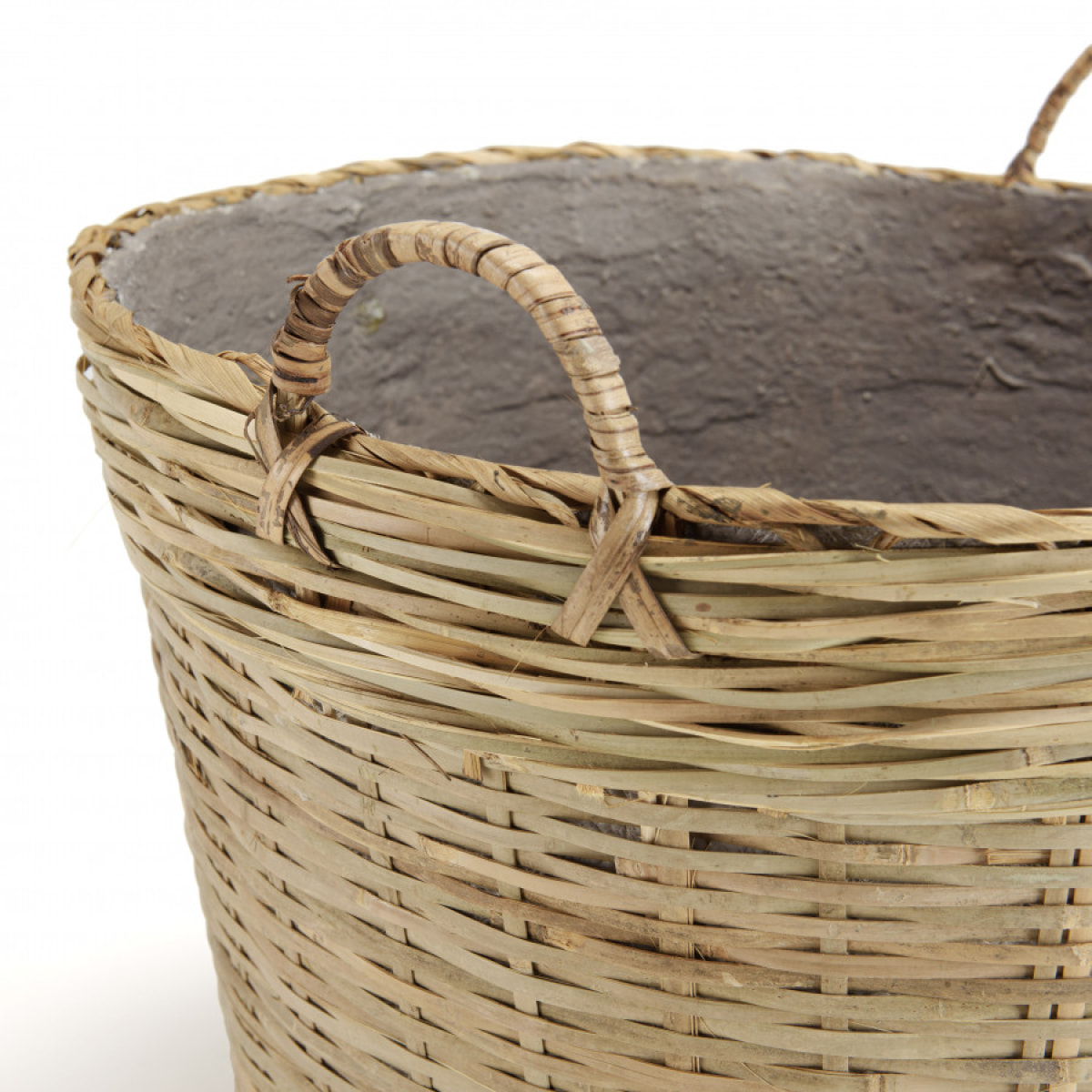 HANS - Pot de fleur rond 60x60cm en bambou naturel avec anses