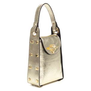 Alviano bolso de mano mujer. Piel auténtica Gamuza acabado lacado brillante.