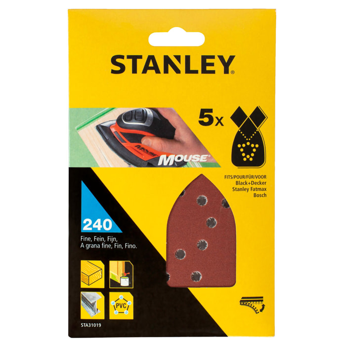 Stanley 5 abrasifs corindons qualité supérieure Mouse grain 240