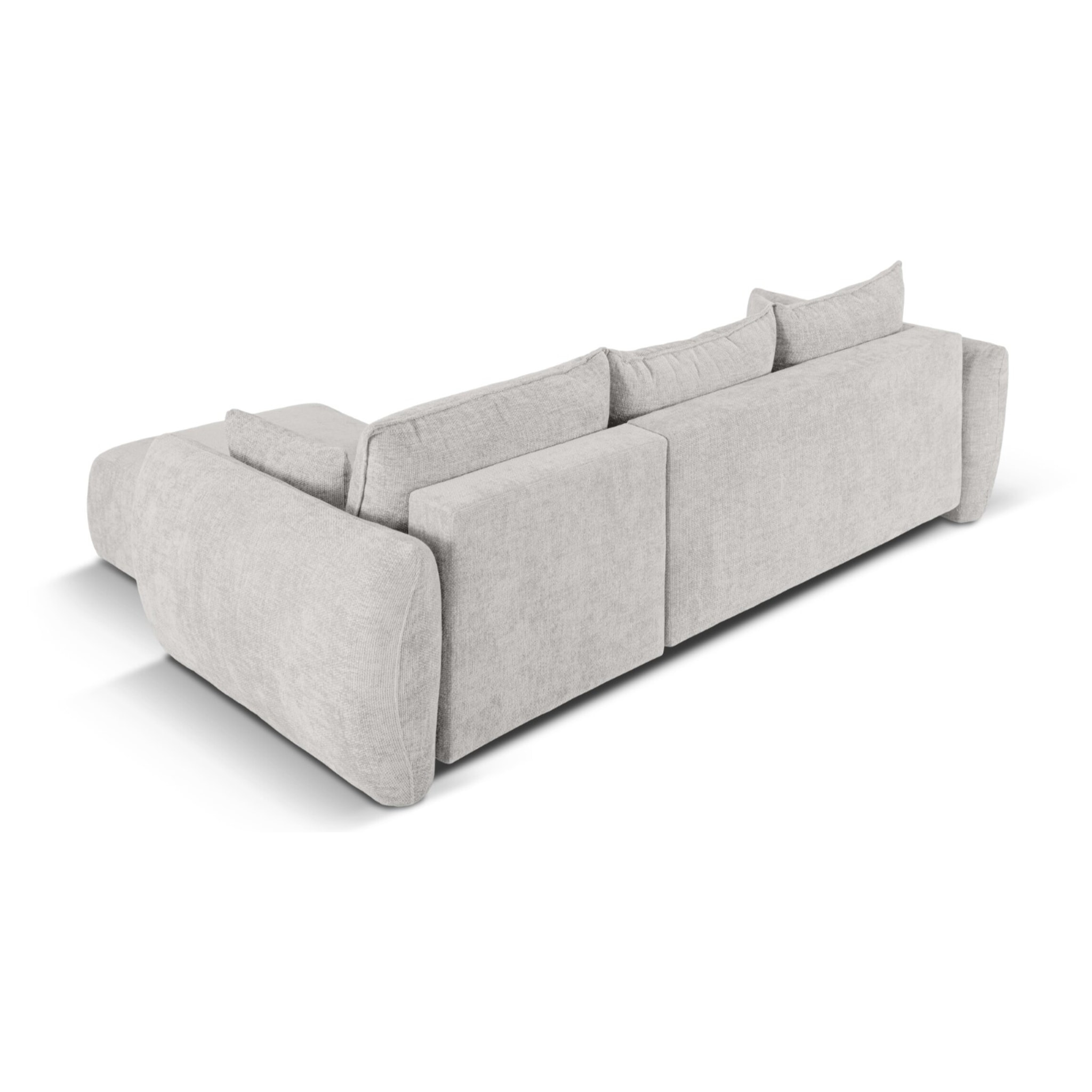 Canapé d'angle droit convertible avec coffre de rangement "Matera" 4 places en chenille gris clair