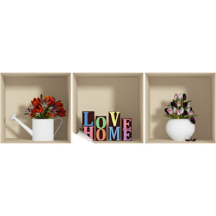 Stickers muraux 3D | Sticker Mural Autocollant effet 3D Love Home - Stickers adhésifs 3D Chambre Salon Trompe l'oeil