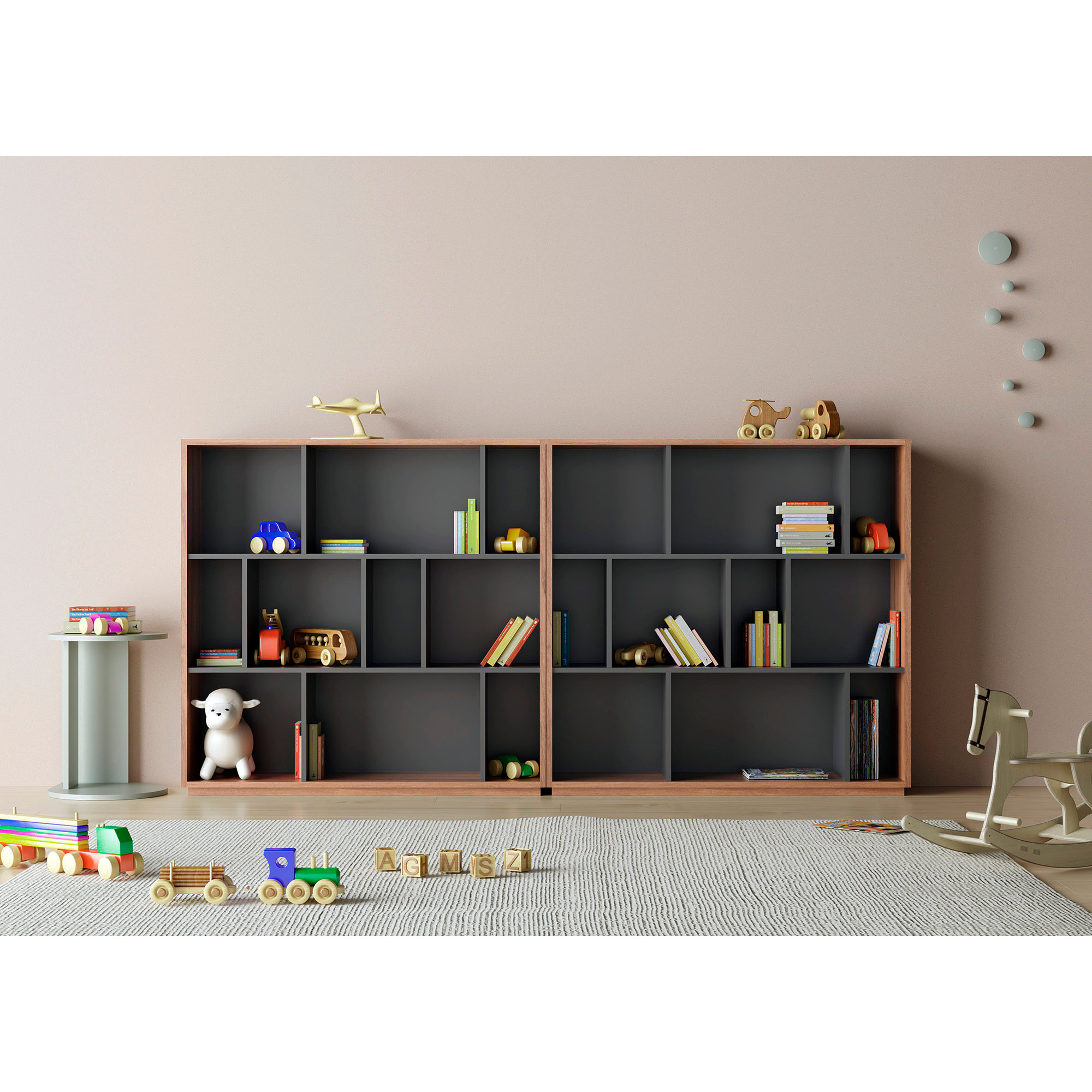 Estantería librería Nack melamina nogal-grafito 117x119x32 cm