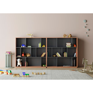 Estantería librería Nack melamina nogal-grafito 117x119x32 cm