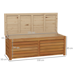 Coffre de rangement extérieur 176L - dim. 130L x 50l x 45H cm - poignée - bois marron