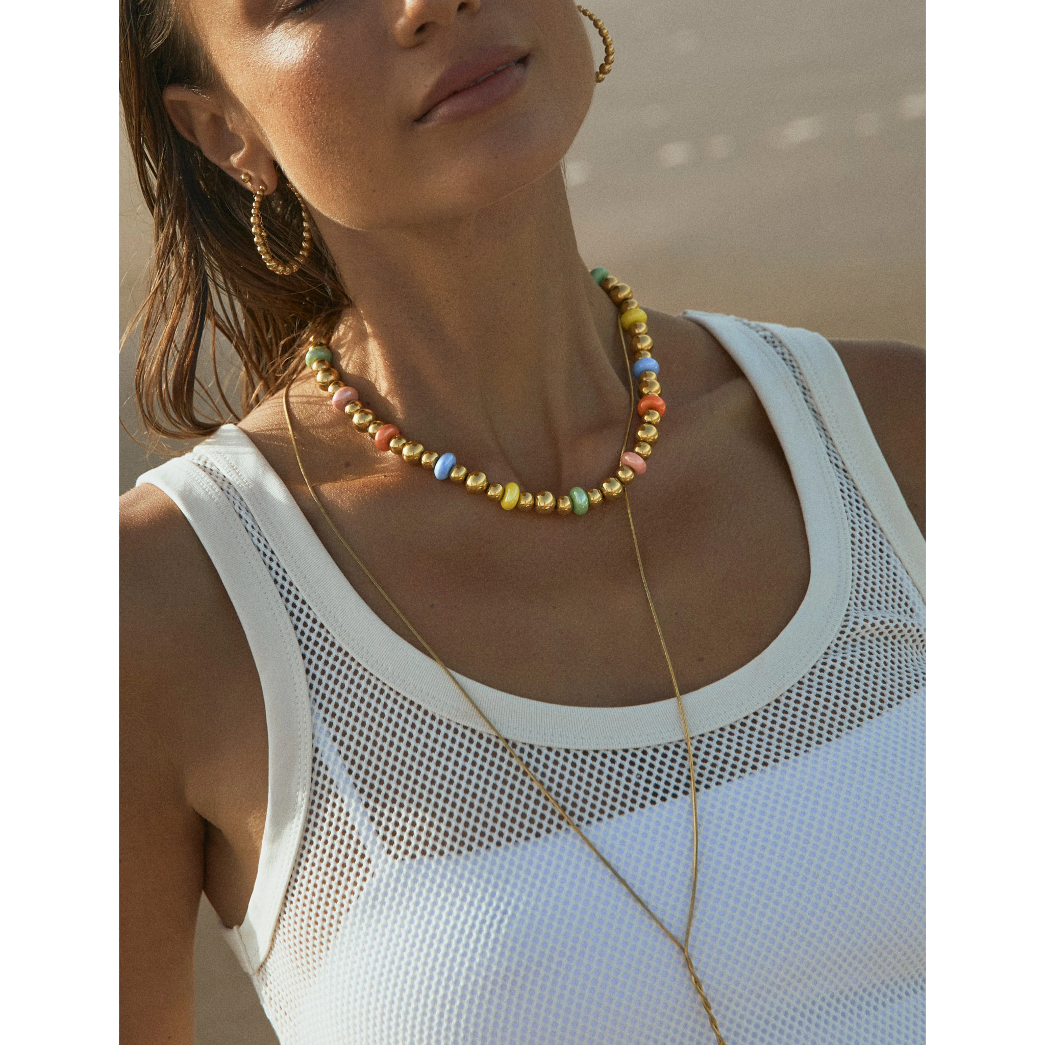 Collar Color Bomb Acero  Baño Oro