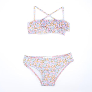 Bikini volantes flor azul