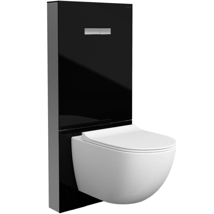 Vitrus bâti-support design pour WC suspendus avec plaque de commande, verre de sécurité, noir (870-5761-01)