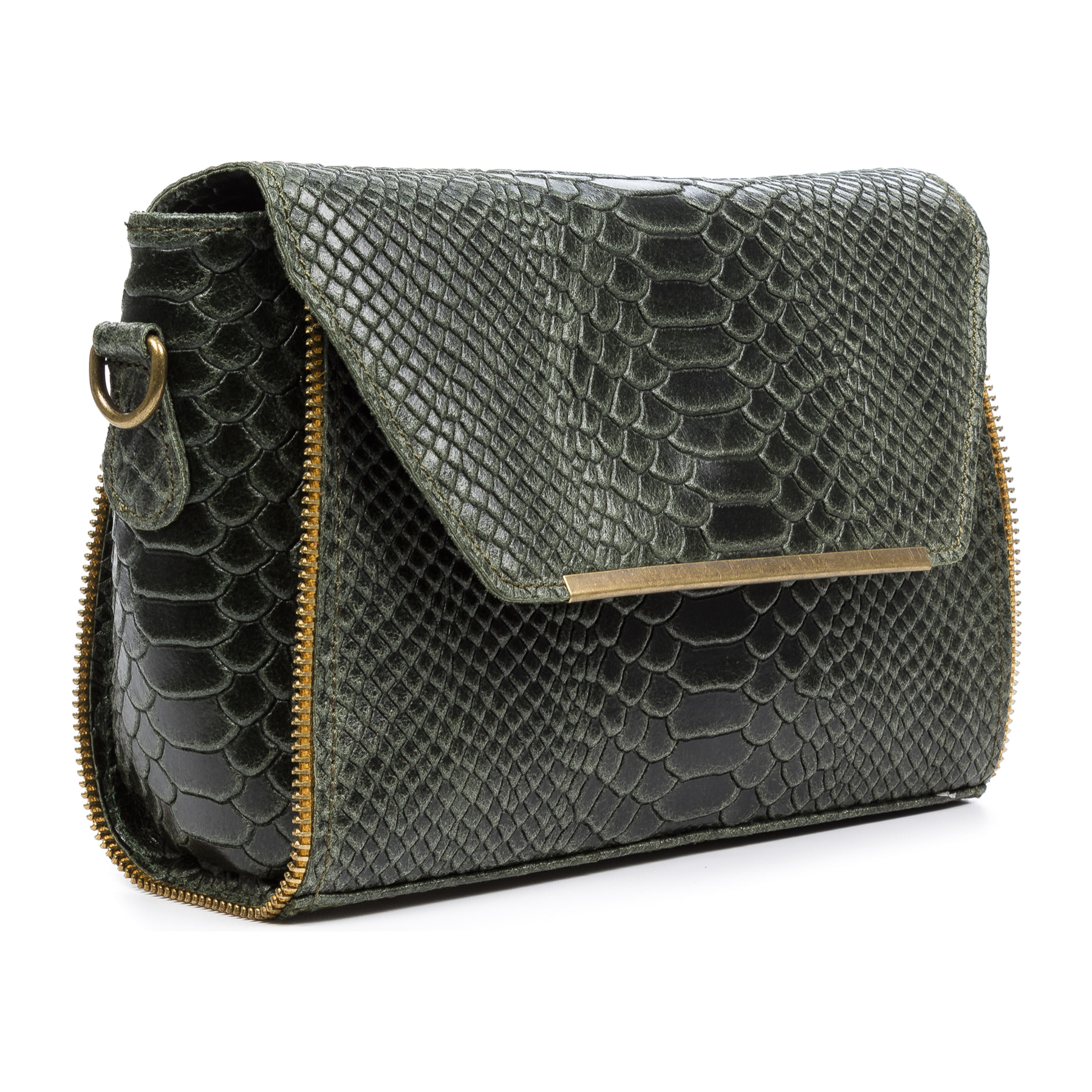 Mariola Borsa a tracolla Donna.Pelle autentica Camoscio Incisione Serpente