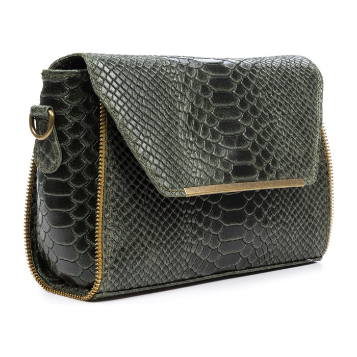 Mariola Borsa a tracolla Donna.Pelle autentica Camoscio Incisione Serpente