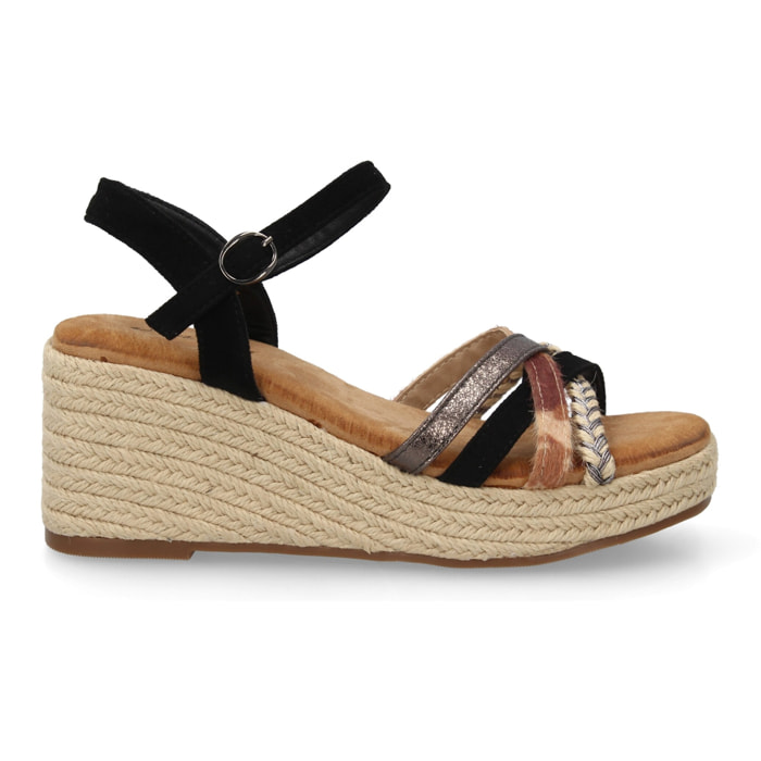 Sandalia de cuña para mujer, diseño de tiras cruzadas