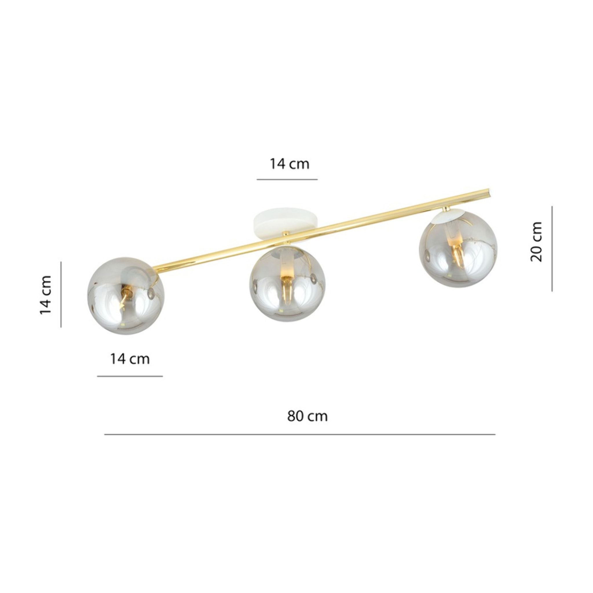 Lampada a sospensione SPLENDI in acciaio bianco e oro con diffusori grafite