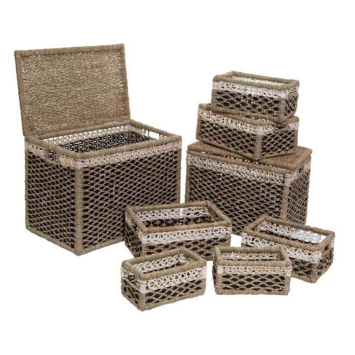 Set de 8 paniers rectangulaires roseau