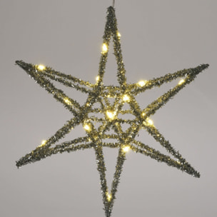 estrella navideña color plateado con 20 luces led blancas 30x5x30cm