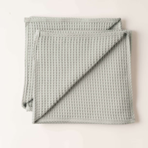 Pack 2 serviette Waffle Vert eau 45x45 cm