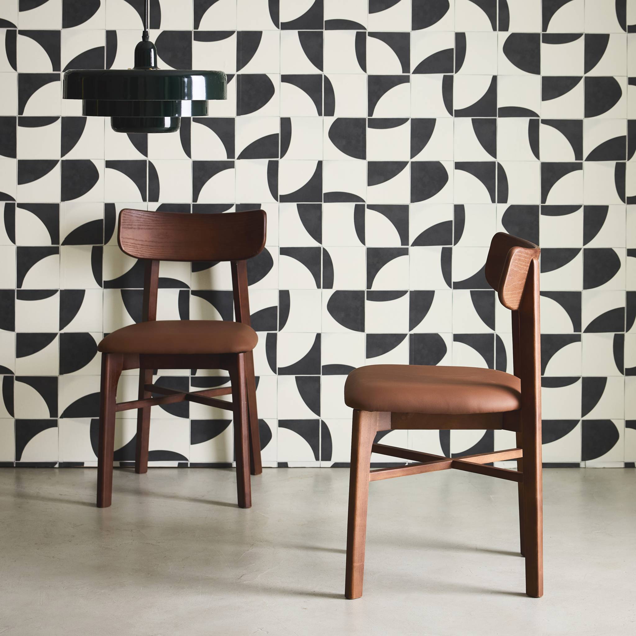 Chaises bois d'hévéa et simili cuir (lot de 2) THÉA