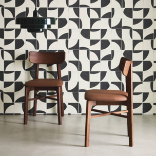 Chaises bois d'hévéa et simili cuir (lot de 2) THÉA