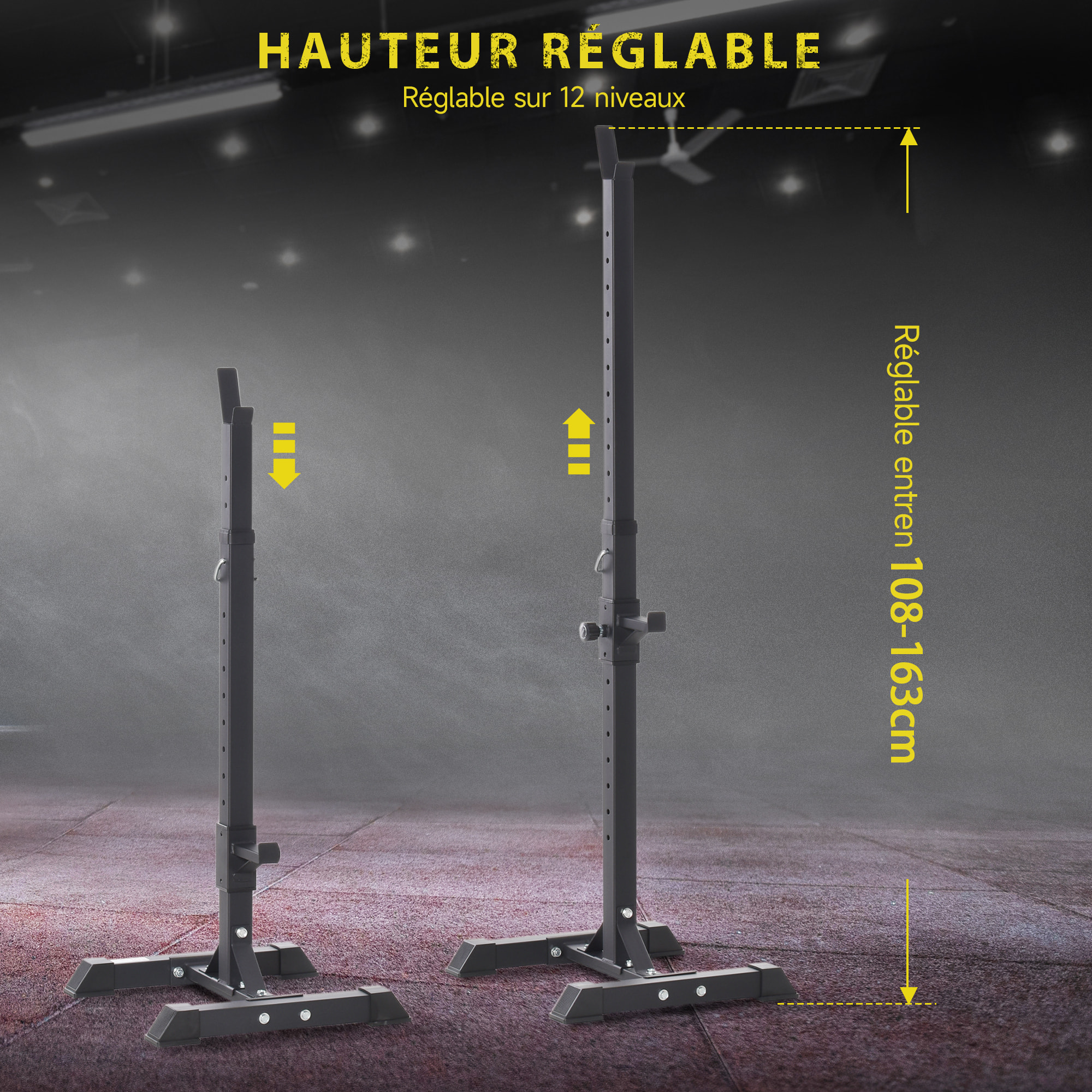 Support de musculation repose haltères charge Max. 150 Kg Noir