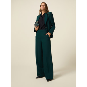 Oltre - Pantalones palazzo de tejido crepé - Verde