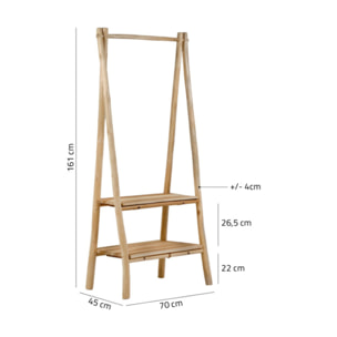 Portant d'entrée 160 cm de haut en bois massif de teck - CARDIFF