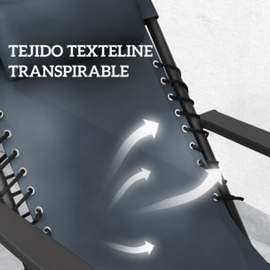 Set de 2 Tumbonas Jardín Exterior Plegables con Mesa Auxiliar Portavasos Tumbonas de Gravedad Cero con Respaldo Ajustable Reposabrazos Extraá­ble para Patio Piscina Terraza Exterior Gris