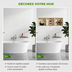 Stickers muraux 3D | Sticker Mural Autocollant effet 3D Décoration maritime - Stickers adhésifs 3D Chambre Salon Trompe l'oeil