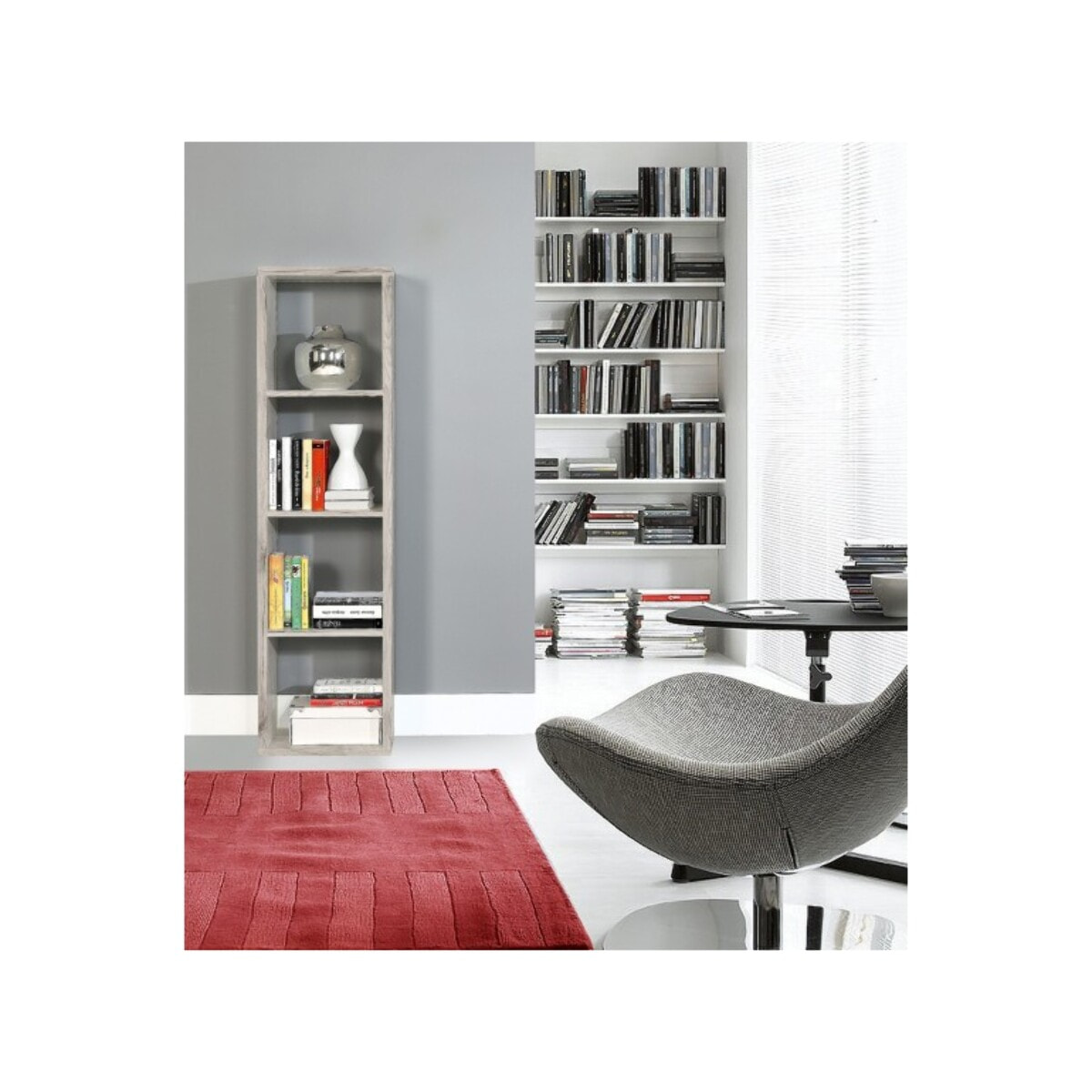 Etagère colonne 4 casiers décor en bois H.142 cm - MAURO