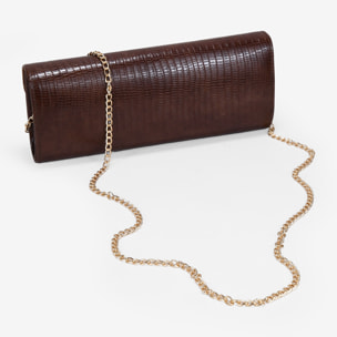 Bolso de fiesta marrón con solapa y aplique