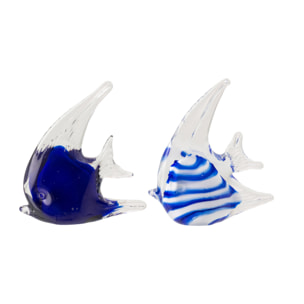 J-Line Presse-papier Fish Ligné - verre - bleu - small - 2 pièces