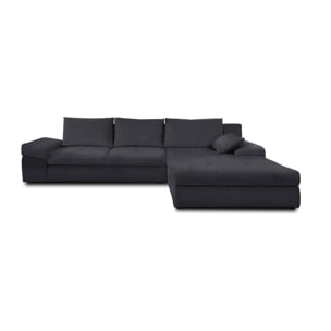 Karl - canapé d'angle réversible convertible - avec coffre - 5 places - style contemporain - Gris foncé