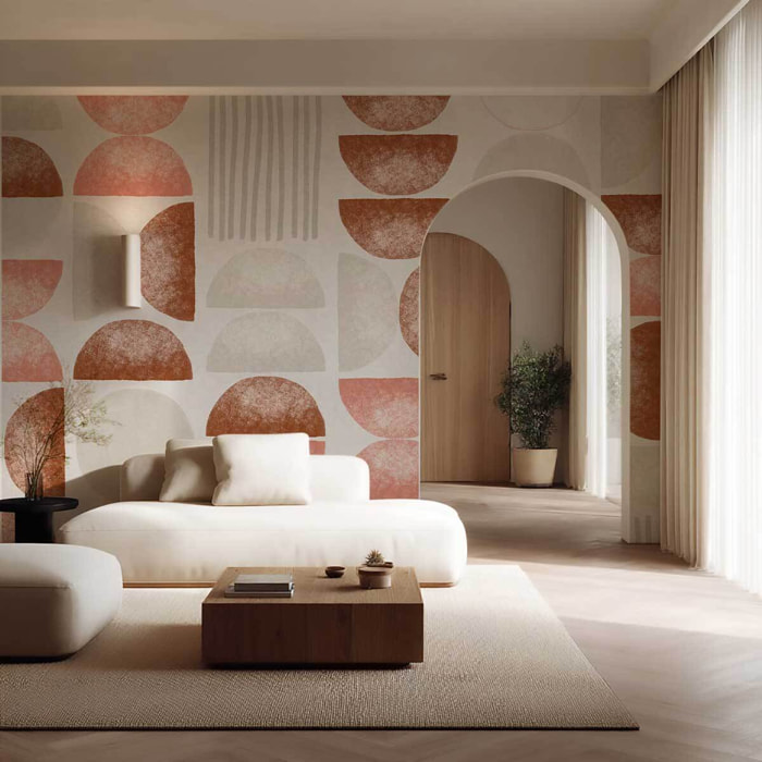 Papier peint panoramique Sphères Terre de Sienne Intissé