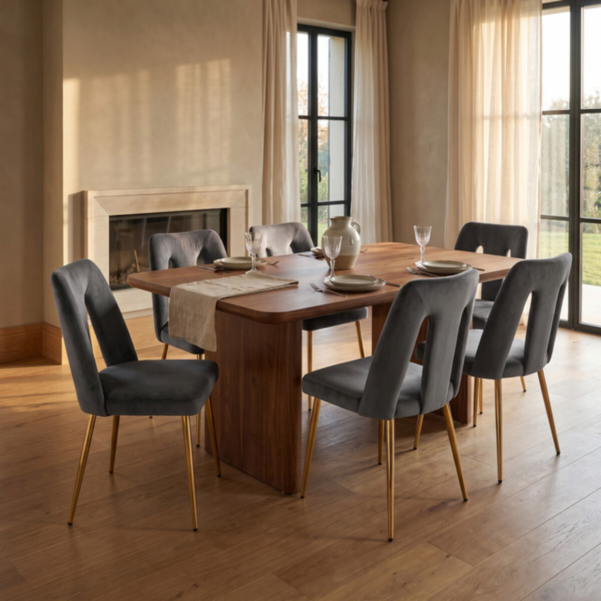 Sedia Imbottita in Effetto Velluto con Schienale Aperto e Gambe Oro, Design Moderno ed Elegante per Sala da Pranzo, Cucina, Soggiorno, Studio e Ufficio
