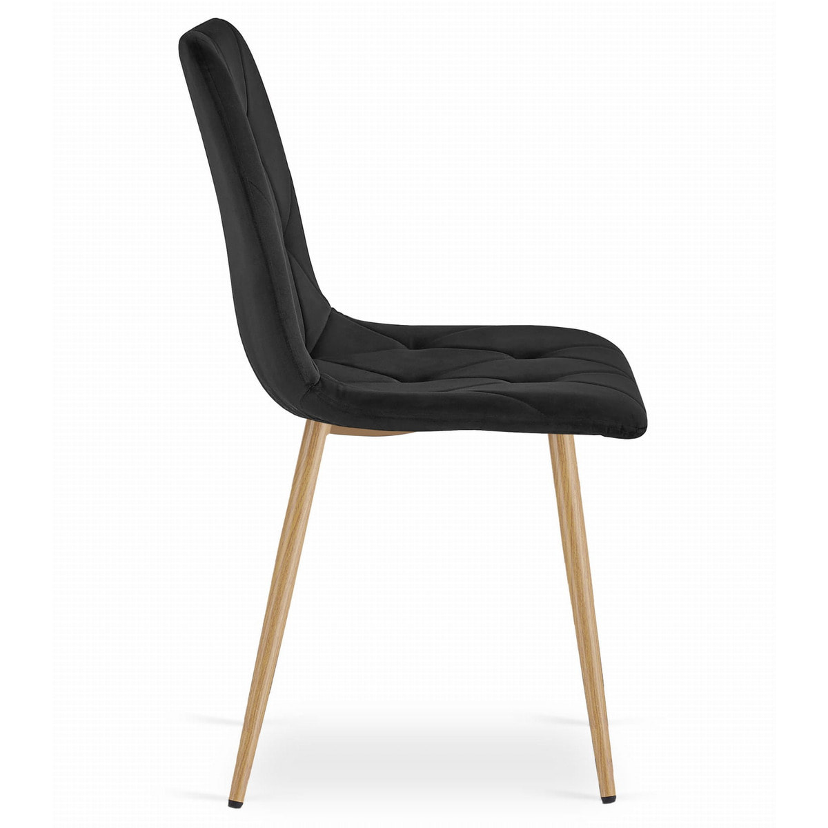Sedia Libra in velluto nero con gambe effetto legno