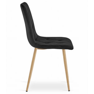 Sedia Libra in velluto nero con gambe effetto legno