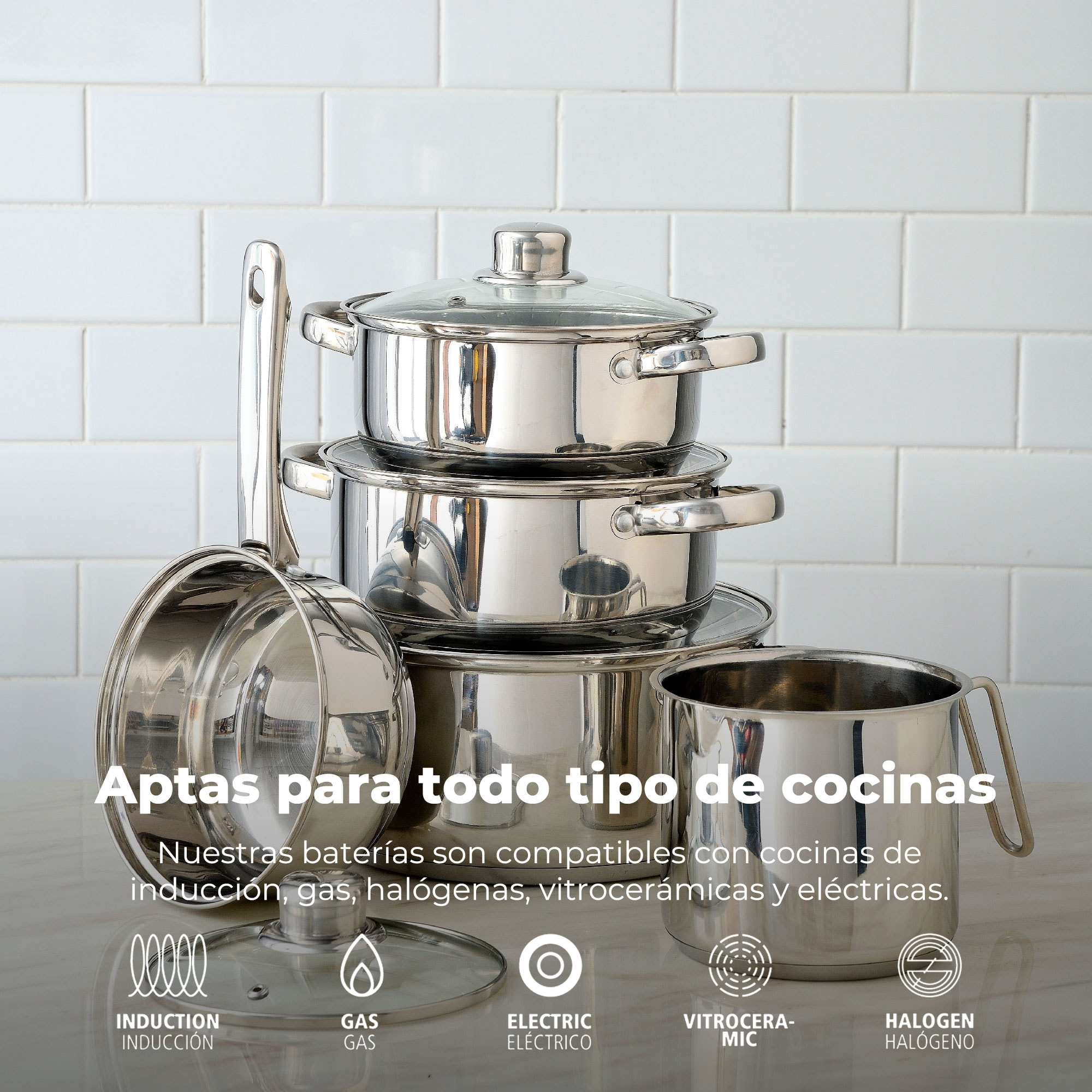 Set 9pc bateria acero inox ind cassel