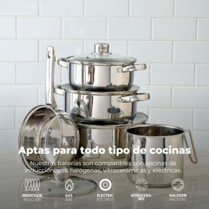 Set 9pc bateria acero inox ind cassel