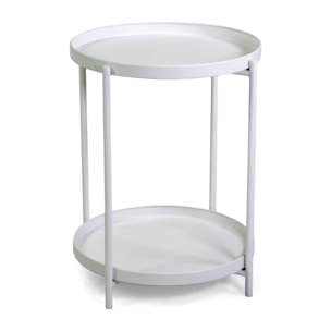 Tavolino Vacchetti in metallo bianco tondo a 2 piani cm ø40h50
