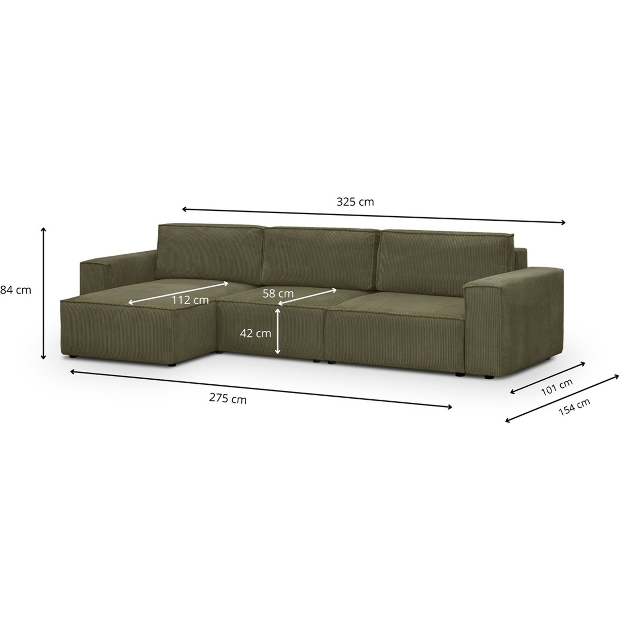 Canapé d'angle modulable 5 places en velours côtelé - Harper Mod