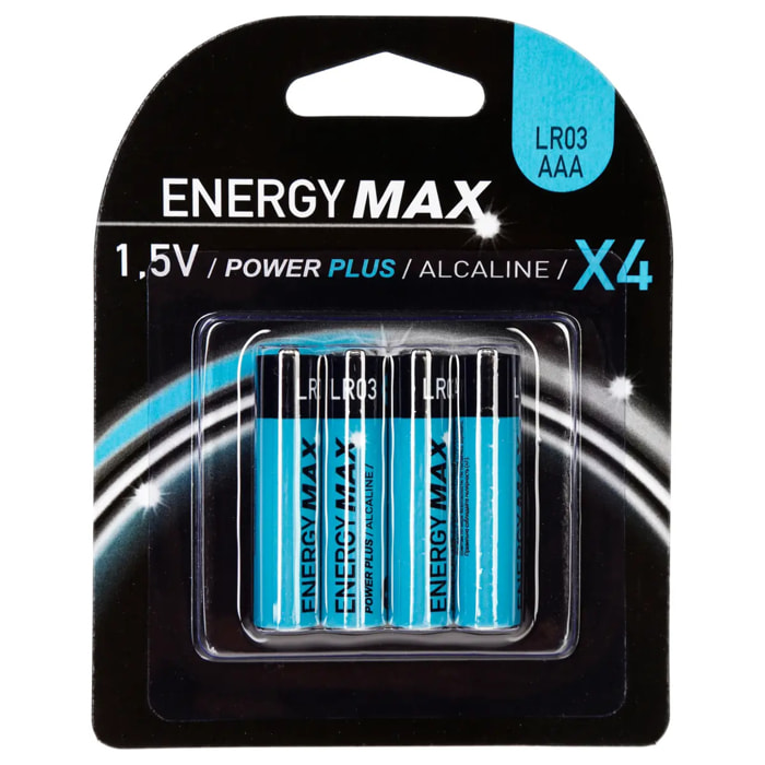 Lot de 4 piles Power Plus LR03 avec